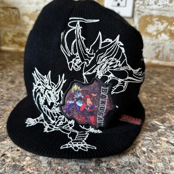 Bakugan Brimmed Beanie Kids OSFM Black Good Battle Brawlers Embroidered Hat