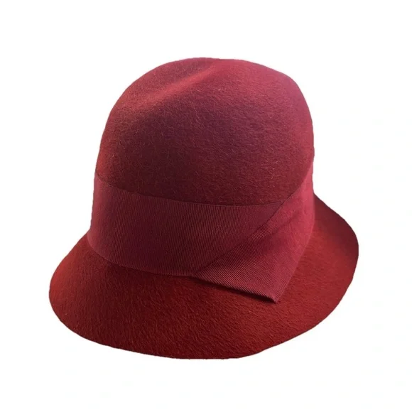 Loro Piana Deep Red Wool Cloche Hat
