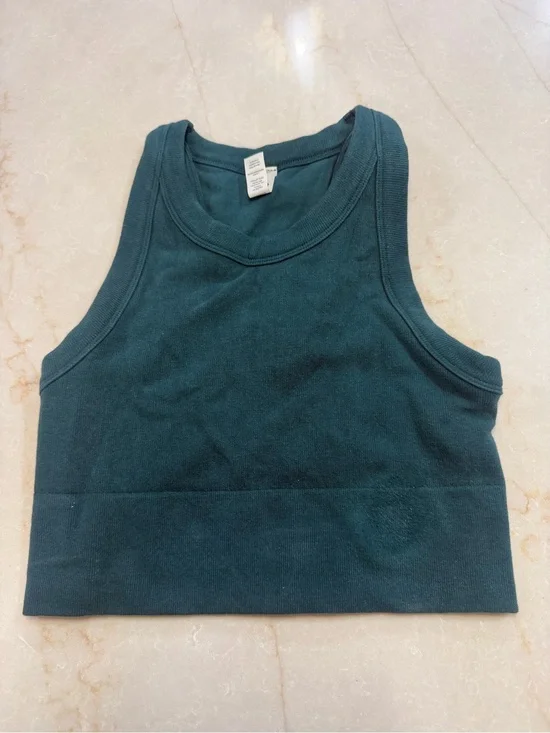 Alo seamless modal ribbed delight high neck bra emerald green size medium