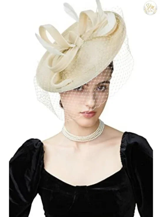 Velvet Veil Fascinator Hat for Women Tea Party Derby Wedding Cocktail