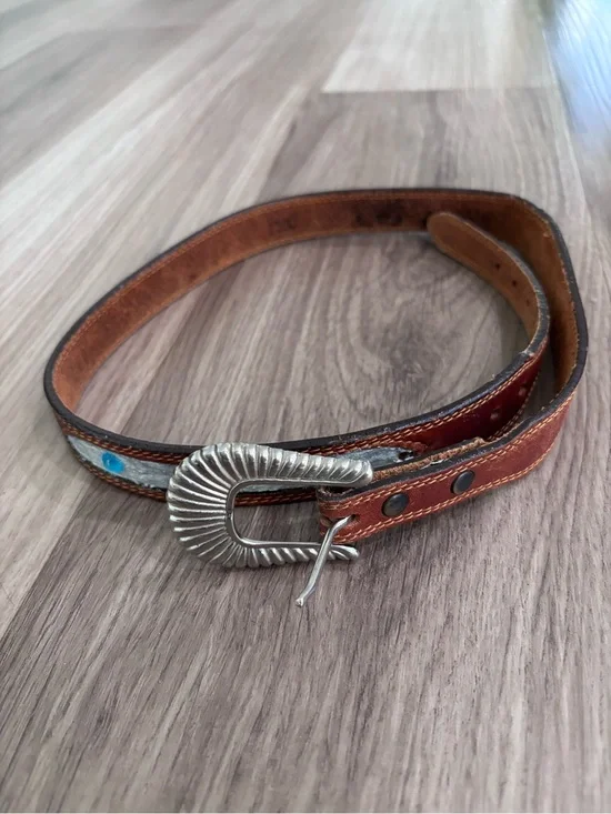 Kids Brown Leather Belt with Silver Buckle