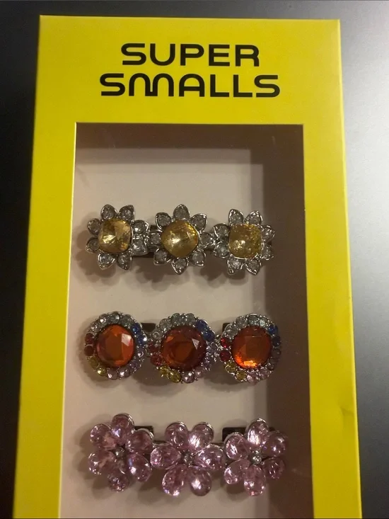 SUPER SMALLS Floral Gem Hair Clips - Yellow, Orange, Pink