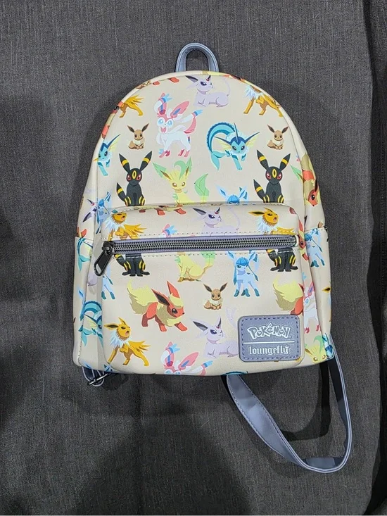 💜🤎Loungefly Eevee Eeveelution Mini Backpack - Cream with Multicolor Characters