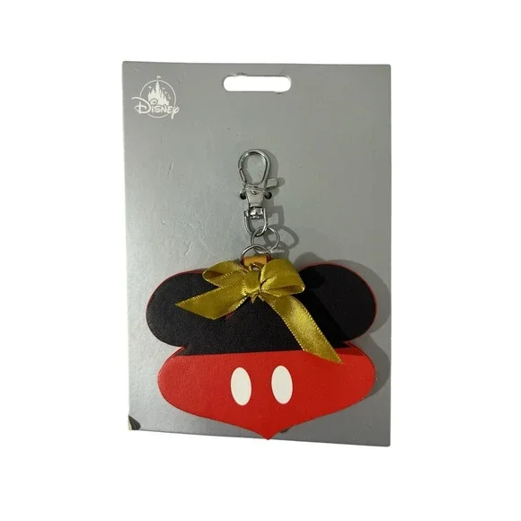 Disney Parks Santa Mickey & Minnie Mouse Christmas Photo Keychain Bag Charm