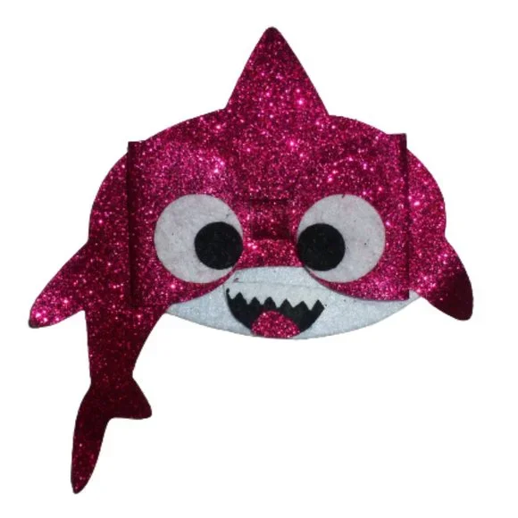 Baby Shark Girls Glitter Hair Bow Clip 4 Inches