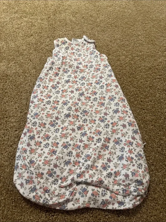 H&M White Floral Sleeveless Sleep Sack with Pink & Blue Flowers