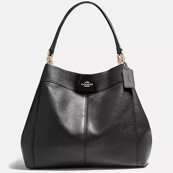 COACH Large Lexy Shoulder Bag Black with Gold Hardware