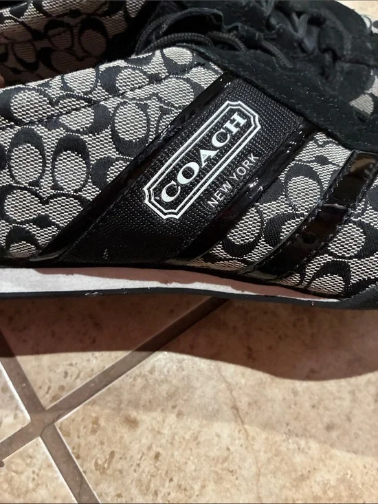 Coach Black and Gray Signature Lace-Up Sneakers