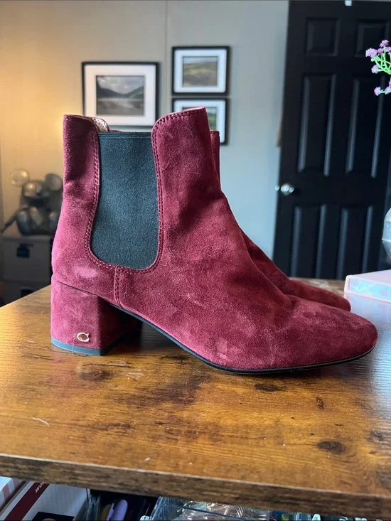 Coach Burgundy Suede Bootie