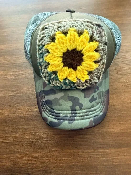 Sunflower Embroidered Vintage Baseball Cap Adjustable Strapback Dad Hat Floral