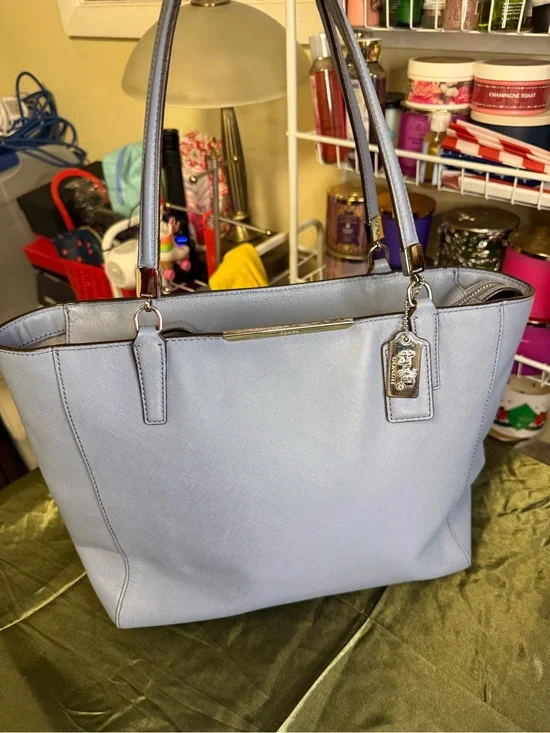 Coach Madison East West Saffiano Leather Tote – Cornflower Blue