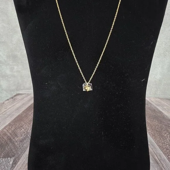 Coach Charming Charms Signature Heart Short Pendant Necklace 14K Gold Plated New