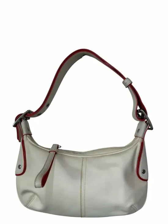 COACH Y2K Bicolor White Nylon Leather J3K-6671 Hobo Shoulder Pochette Bag