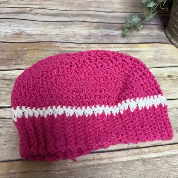 Elegant Pink and White Women's Messy Bun Beanie