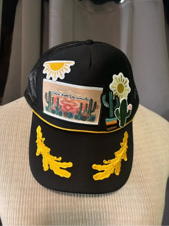 Kids Black and Yellow Desert Patch Trucker Hat