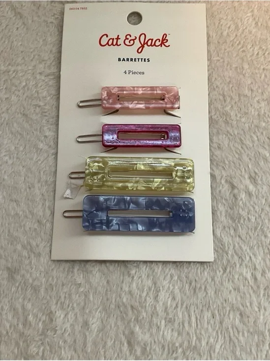 Cat & Jack Marble Rectangle Barrettes - Pink, Magenta, Yellow, Blue (4pc)