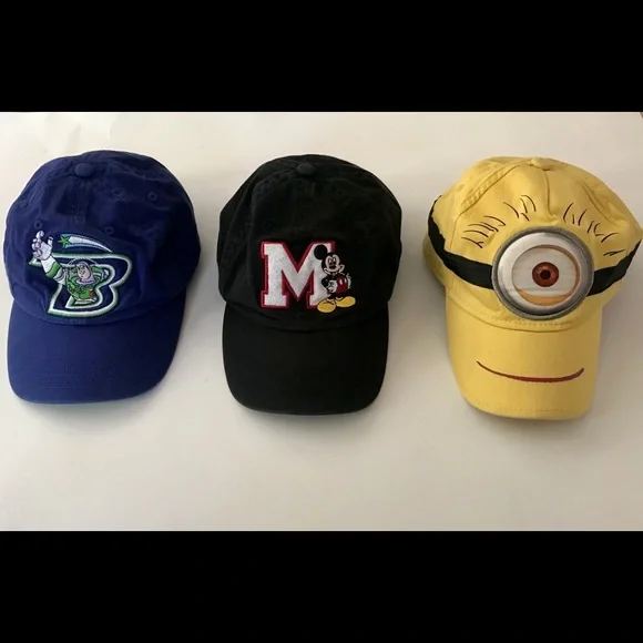 3 CAPS kids caps MICKEY BUZZ MINIONS