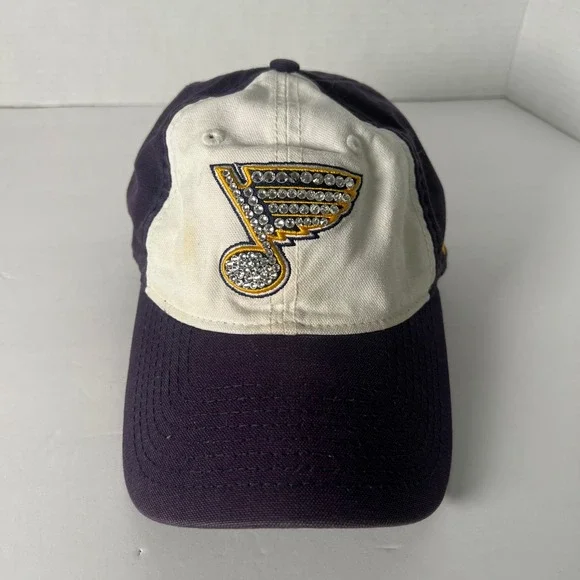 St Louis‎ Blues Baseball Cap Adjustable Rhinestone Logo New Era Womens