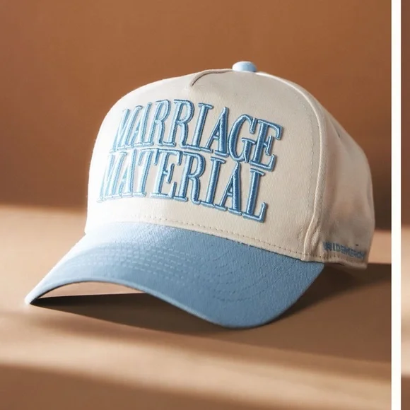Marriage Material Two-Tone Baseball Cap - Blue & Cream