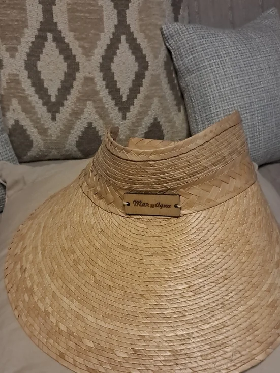 Mar del Aqua Natural Straw Sun Visor Hat Poolside Beach Cruise Resortwear Vacay