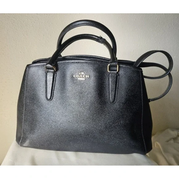 COACH Crossgrain‎ Leather Margot Carryall Purse/Satchel Black
