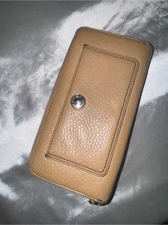 Coach Neutral Tan Leather Zip Wallet