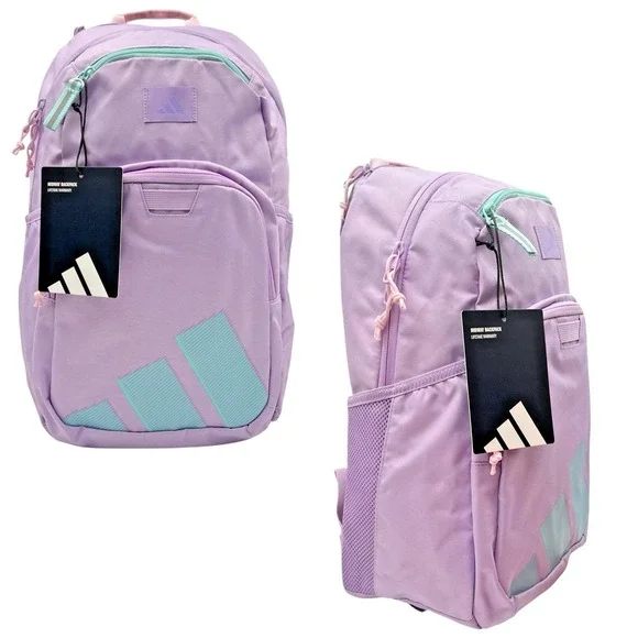 Adidas Girls School Midway Backpack Plum Purple Aqua Fits 15