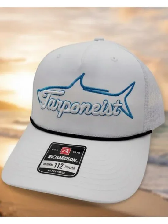 Retro Tarponeist Tarpon Embroidered White Richardson 112 Rope Trucker Hat Fishin