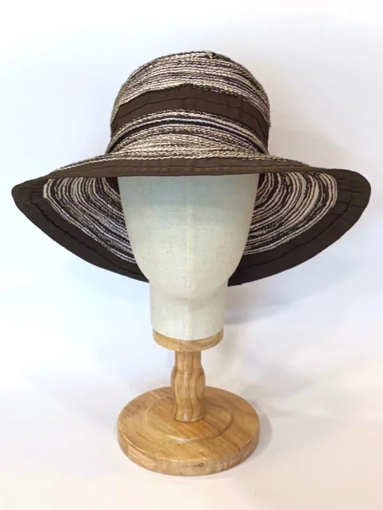 Woman's Brown & White Woven Hat from John Callanan Resort Millinery Collection