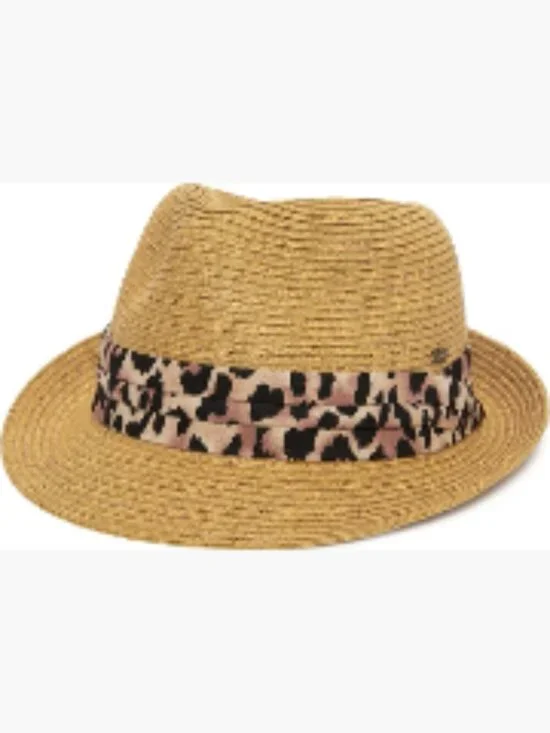 Women's Straw Fedora Sun Hat UPF 50+ Protection Short Brim Woven