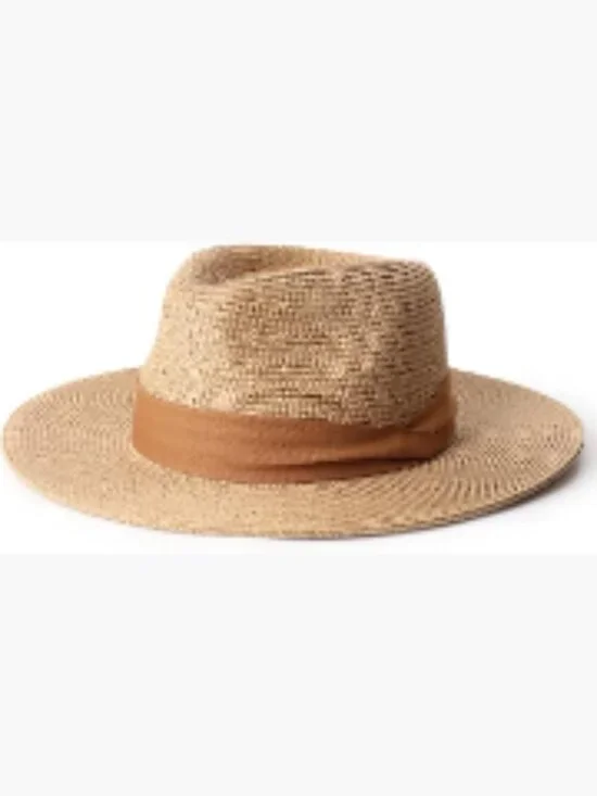 Summer Straw Fedora Hat with Wide Brim Roll Up Sun Hat UPF 50+
