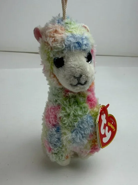Ty Beanie Boos Clip Lola Llama Multicolor Pastels Stuffed Animal Keychain Tagged