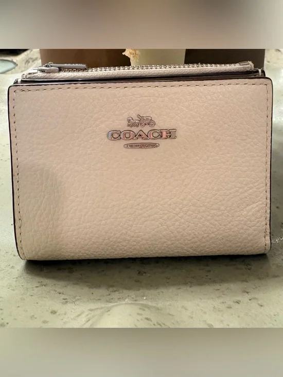 Coach Chalk Pebbled Leather Snap Wallet with Zip Coin Pocket
