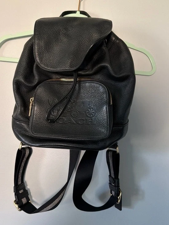 Coach Black Leather Interior Patch Backpack