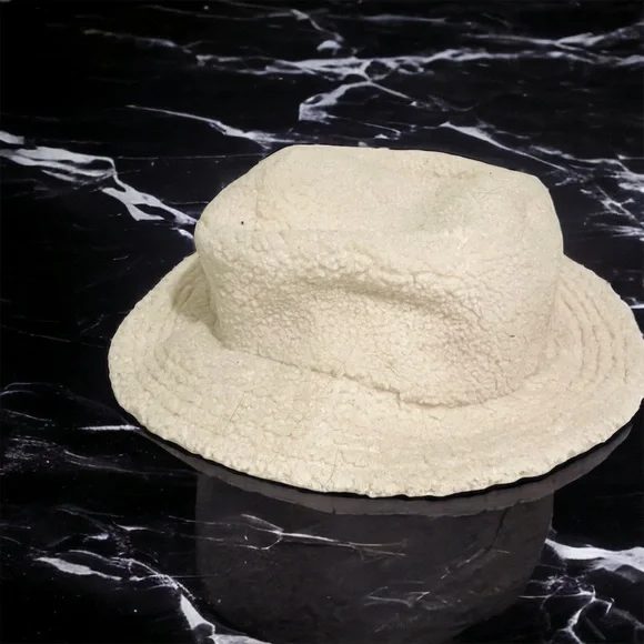 Y2K Cream Sherpa Fleece Corduroy Bucket Hat Accessory Unisex‎