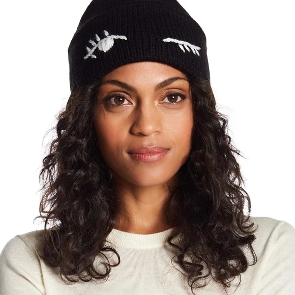 *KATE SPADE* Black x White Wink Winter Beanie