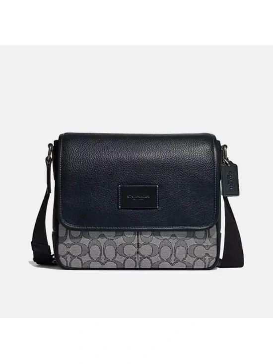 Coach Unisex Sprint Map Signature Jacquard Leather Bag Navy Blue Midnight CE534