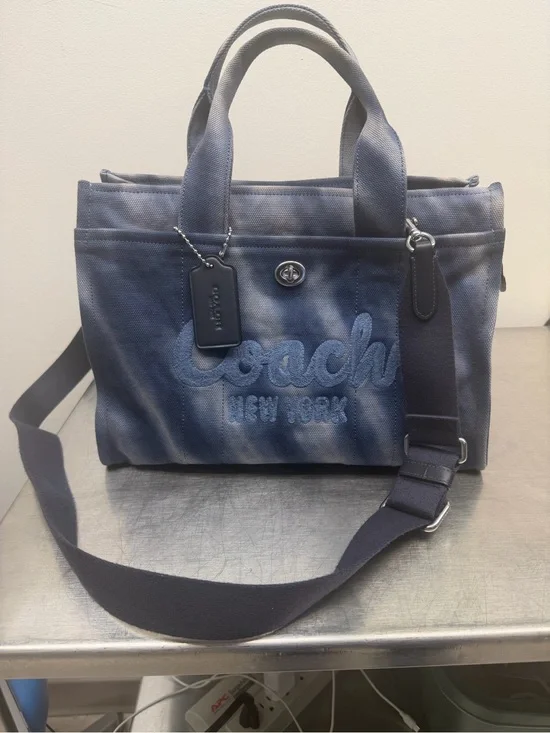 Coach New York Blue Tie-Dye Canvas Messenger Tote