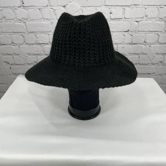 By Anthropologie Black Woven Soft Breathable Fedora Floppy Brimmed Hat Size O/S