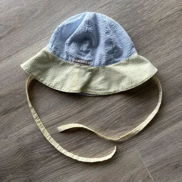 The Beaufort Bonnet Company Childs Blue & Yellow Seersucker Cissy Sun Hat TBBC