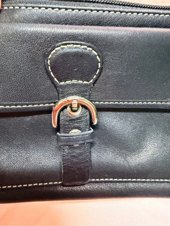 Vintage Coach Soho Black Leather Wristlet with Silver Buckle