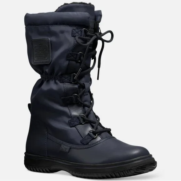 NWOB Coach Sage Lace Up Winter Snow Boots Black