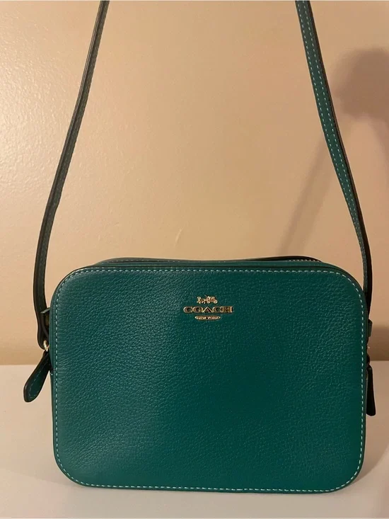 Coach Teal Green Pebbled Leather Crossbody Bag