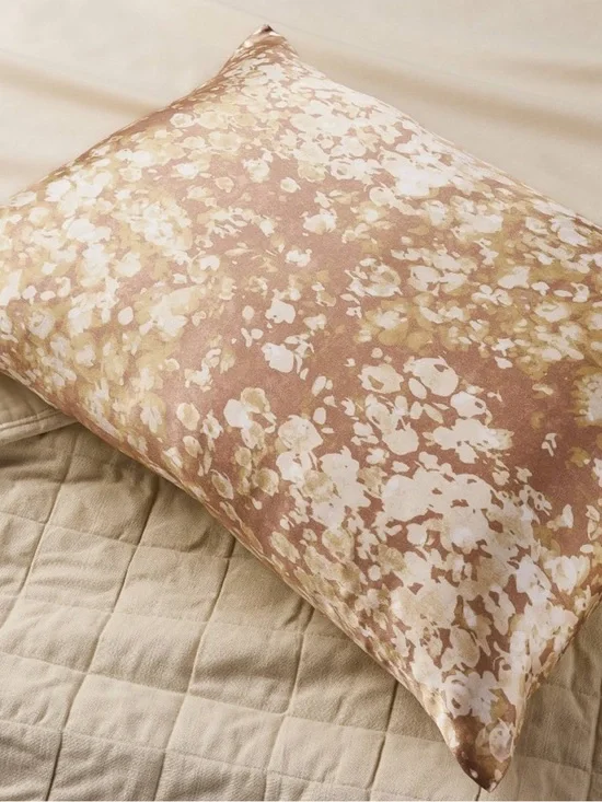 NEW Casaluna Silk Blush Pink Impressionist Print Pillowcase, Standard