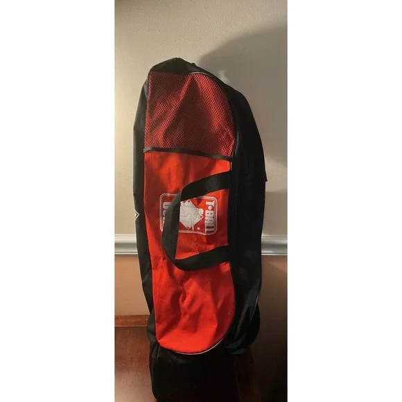 T-Ball USA Baseball Equipment Bag Red Black Canvas Duffel Youth Sports Gear Bag