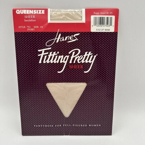 Hanes Pantyhose Women 1X Ivory Queensize Sheer Style 751 Business NIP