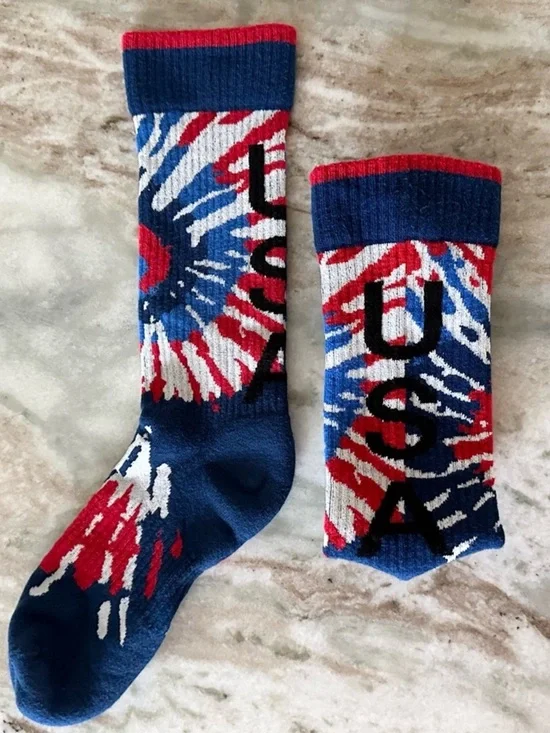 Tie Dye Red White & Blue USA America Socks - American Flag / 4th of July