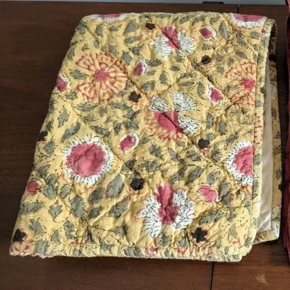 Pottery Barn Foundations 2014 Reese Quilted Floral Sham Std Block Print Yellow