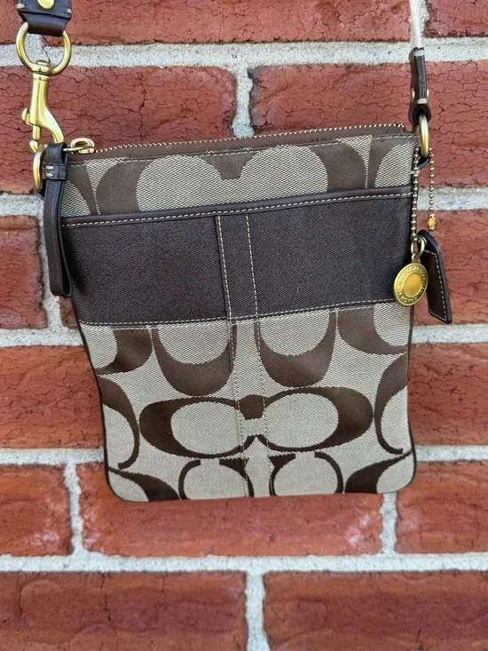 COACH y2k Pochette Brown Signature Crossbody Bag – Classic Logo Canvas
