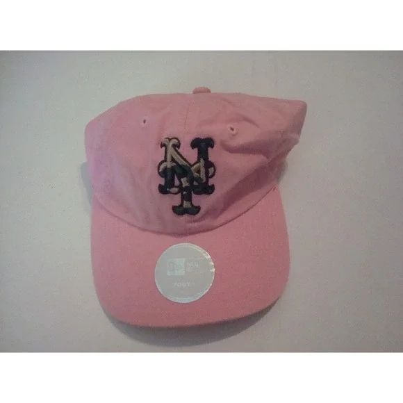 YOUTH-- METS PINK NEW ERA   Y2K 00s  HAT CAP VINTAGE DEADSTOCK P3
